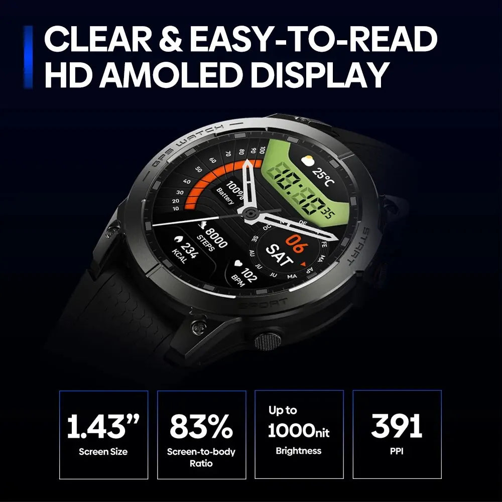 New Zeblaze Stratos 3 PRO GPS Smart Watch 1.43”