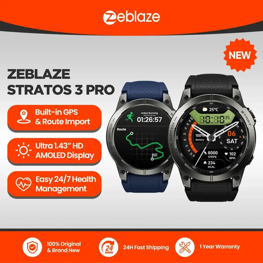 New Zeblaze Stratos 3 PRO GPS Smart Watch 1.43”